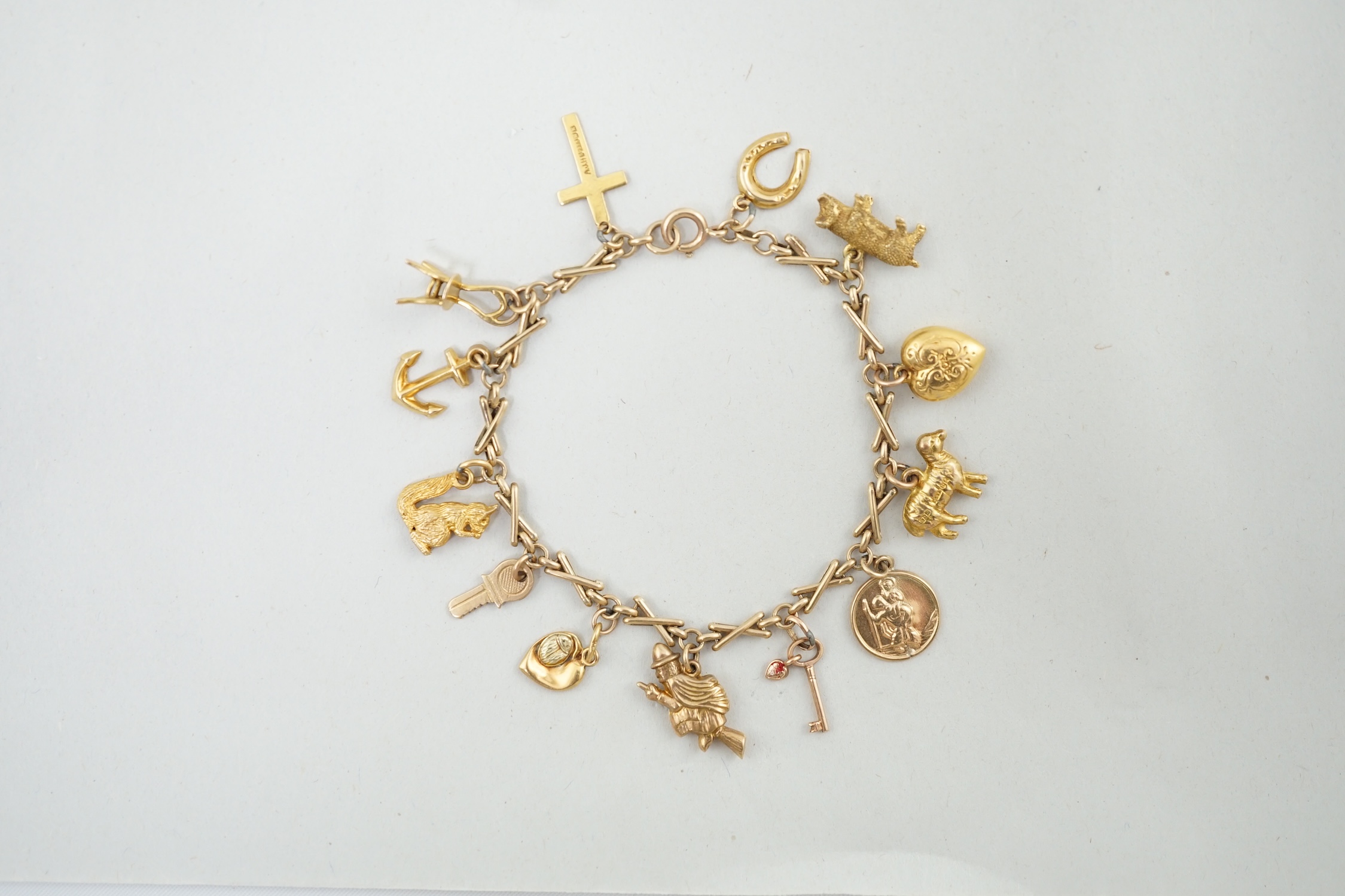 A 9ct gold charm bracelet